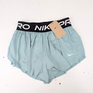 Nike Pro Girls Medium 2 in 1 Shorts - Cannon Green